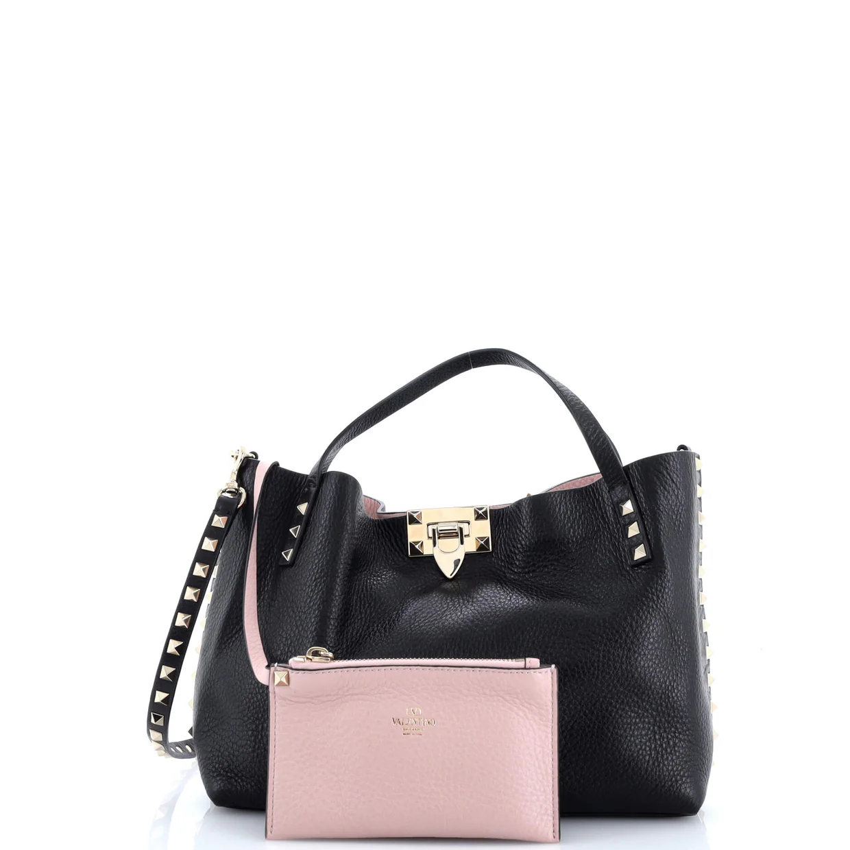 Rockstud Convertible Flip Lock Tote Leather Small - Deep Luxury