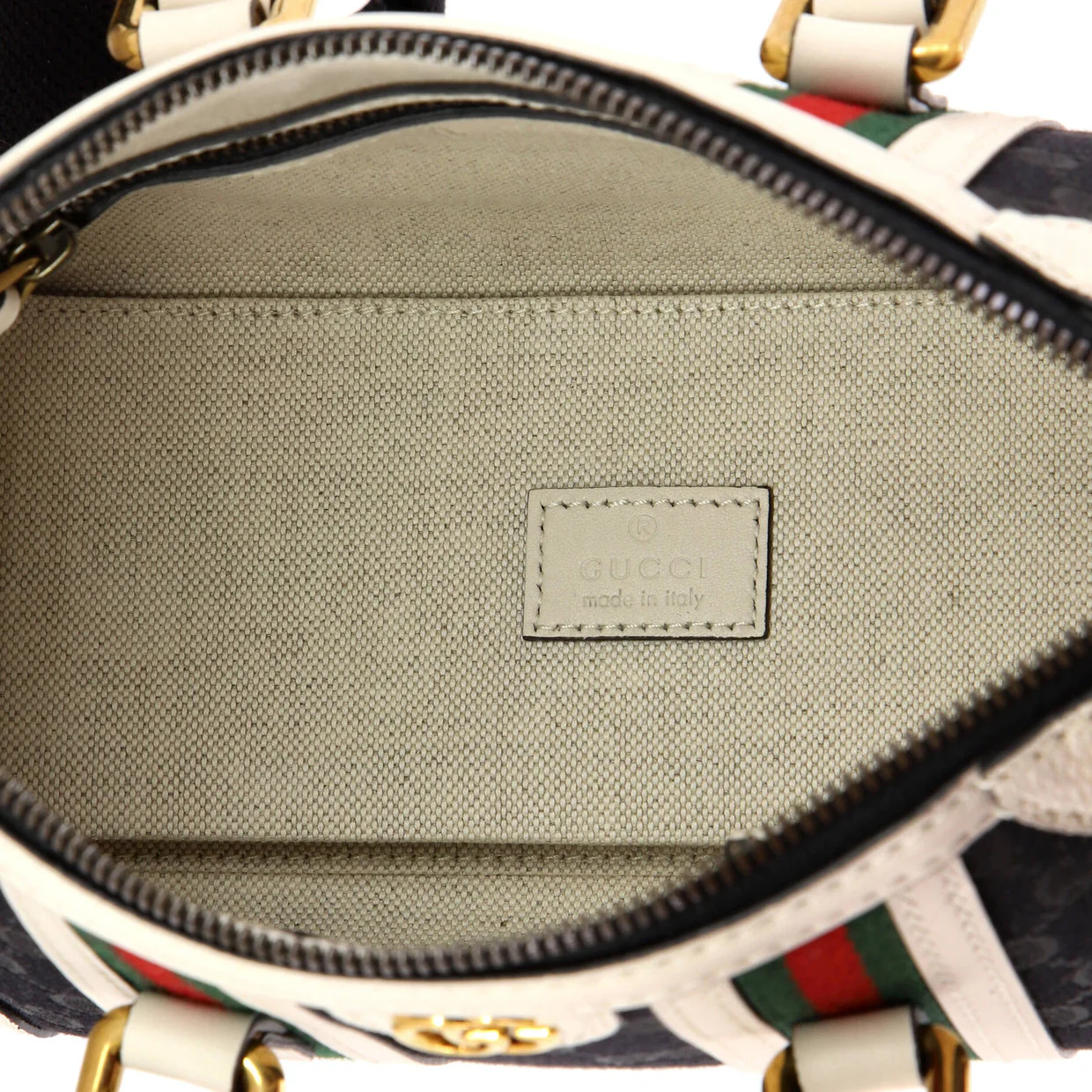 Double G Web Top Handle Bag GG Canvas with Leather Mini - Deep Luxury