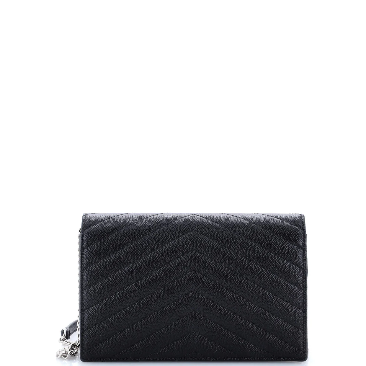Classic Monogram Wallet on Chain Matelasse Chevron Metallic Leather Small - Deep Luxury