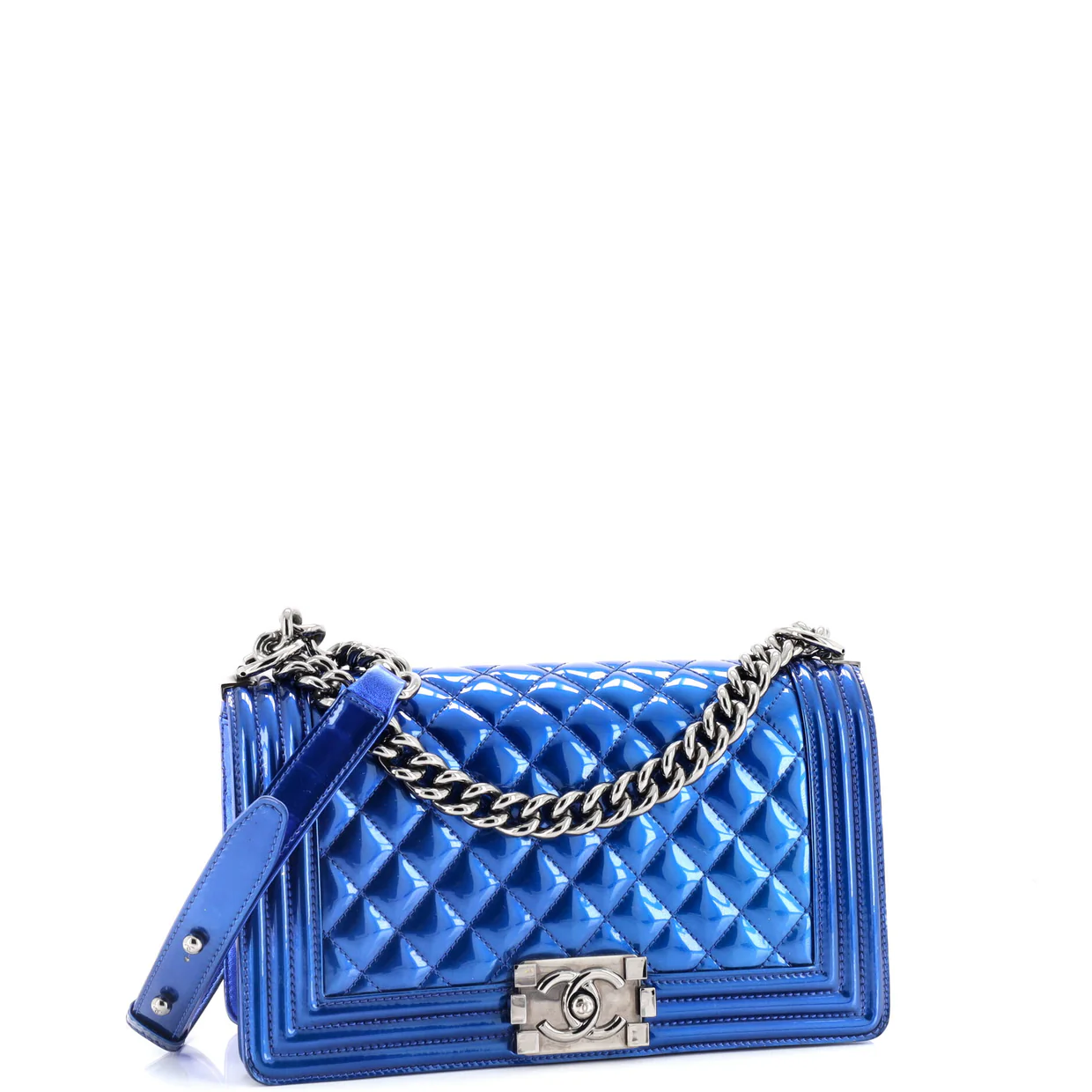 Boy Flap Bag Quilted Patent Old Medium - Deep Luxury