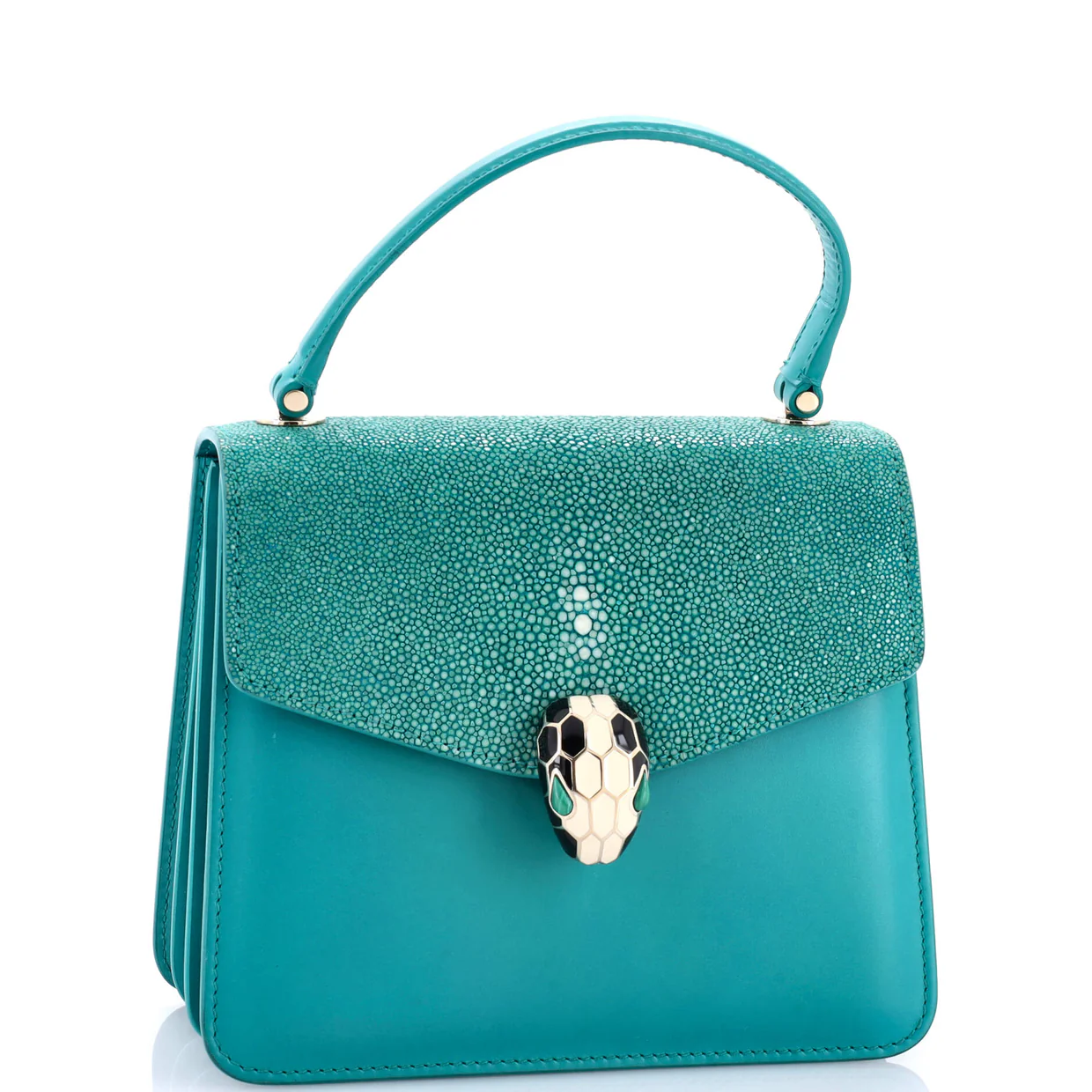 Serpenti Forever Top Handle Bag Leather and Stingray Small - Deep Luxury