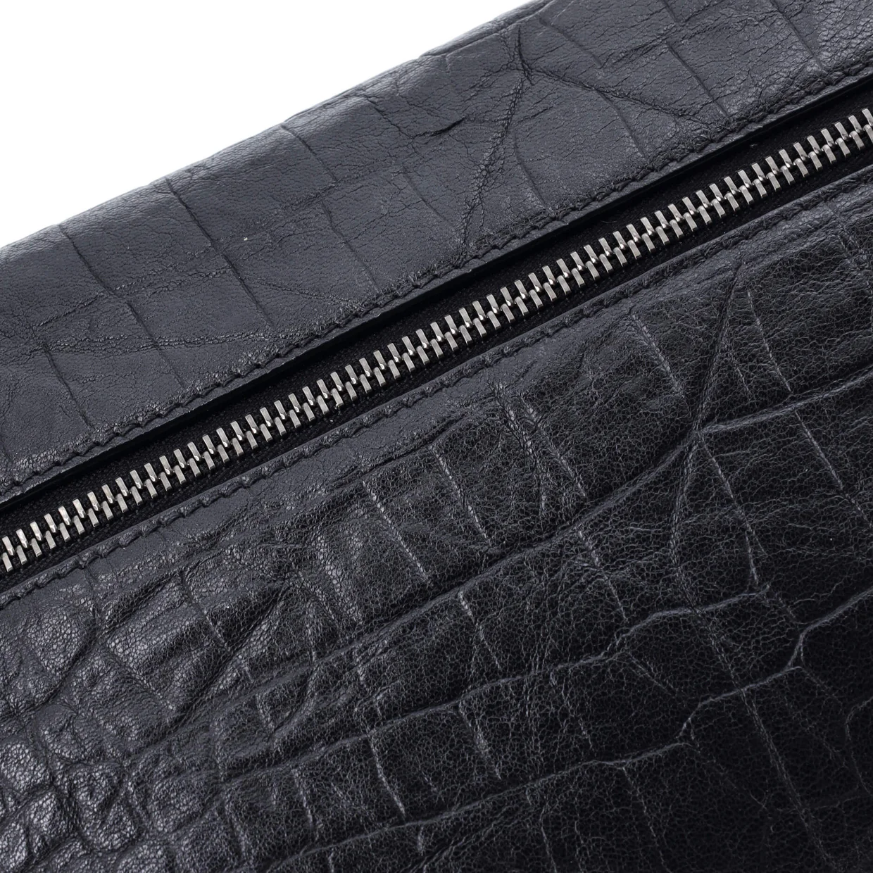 West Hollywood Shoulder Bag Crocodile Embossed Leather Medium - Deep Luxury