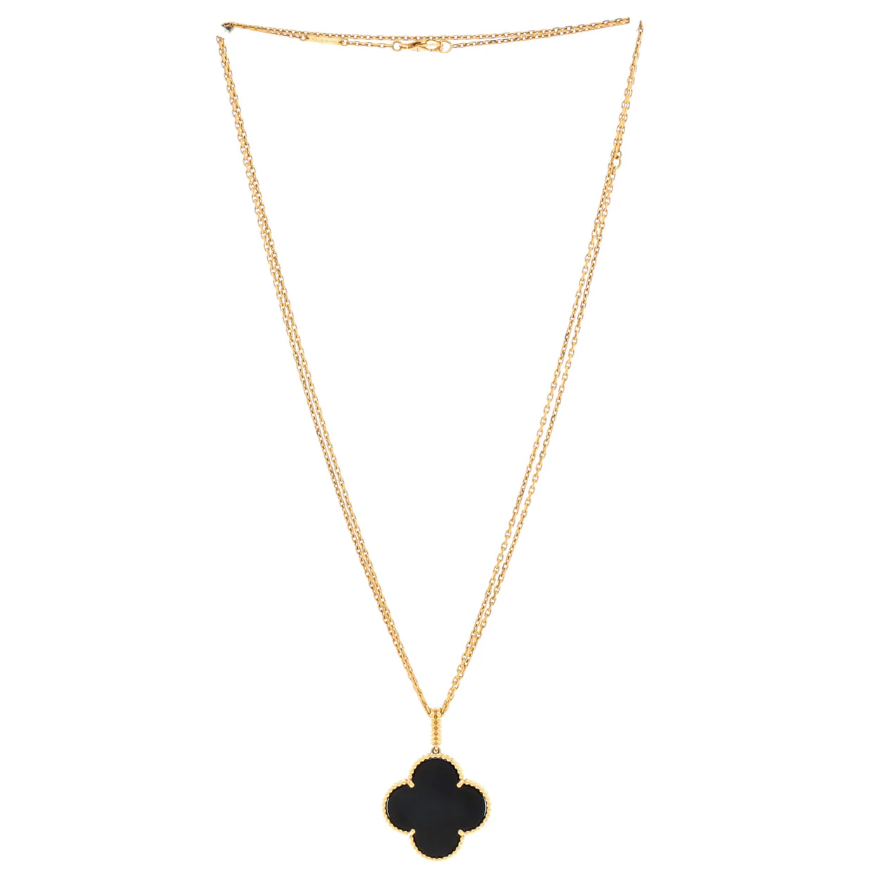 Magic Alhambra Pendant Necklace 18K Yellow Gold and Onyx - Deep Luxury