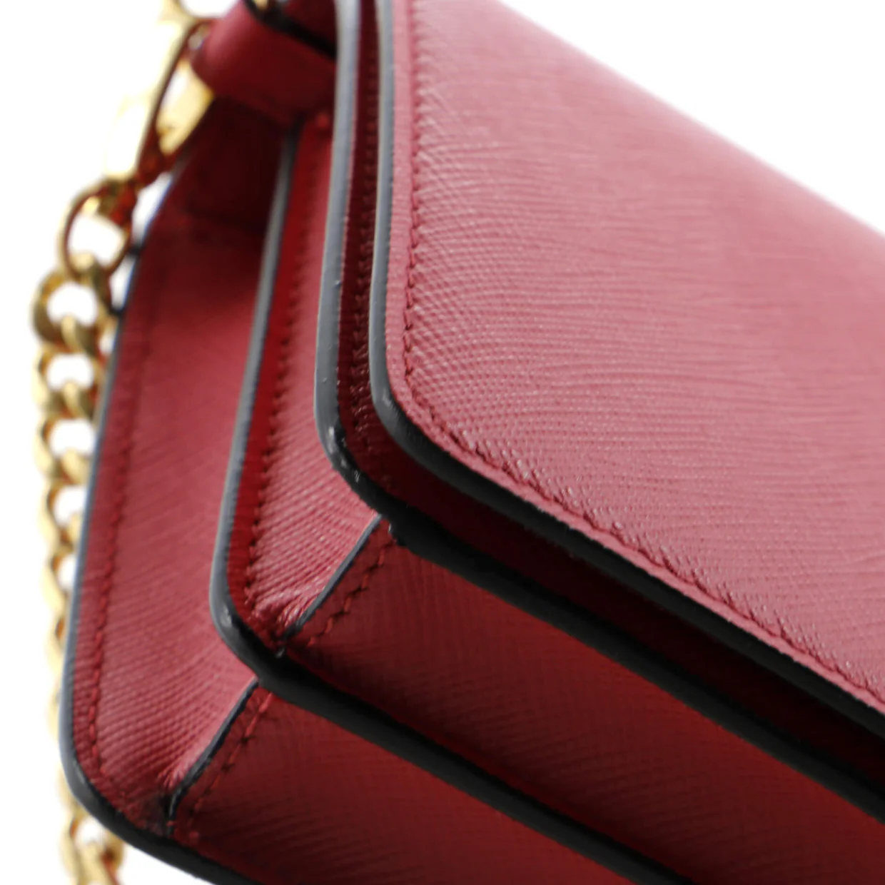 Flip Lock Wallet on Chain Clutch Saffiano Leather Small - Deep Luxury