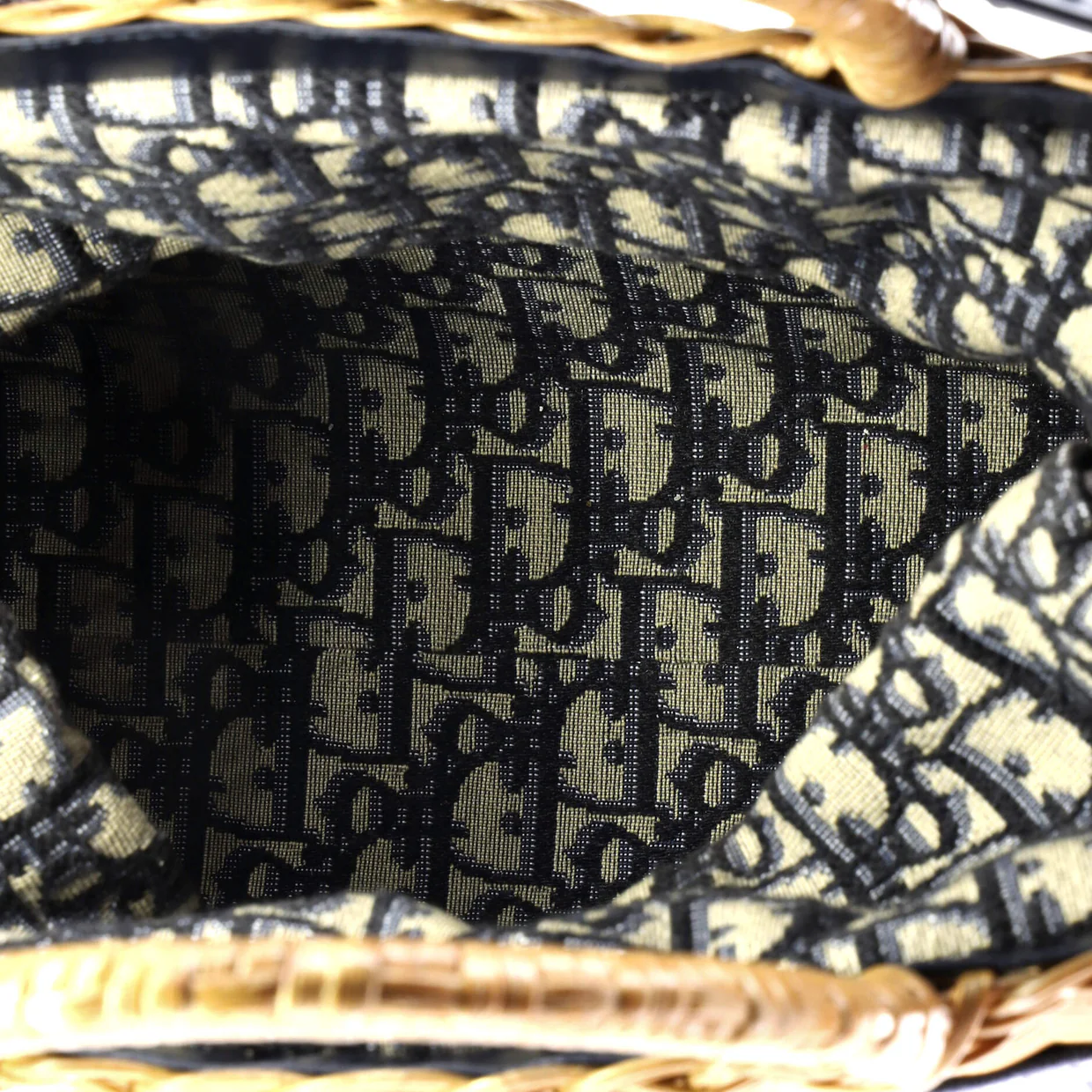 Basket Bag Wicker and Oblique Canvas Large - Deep Luxury