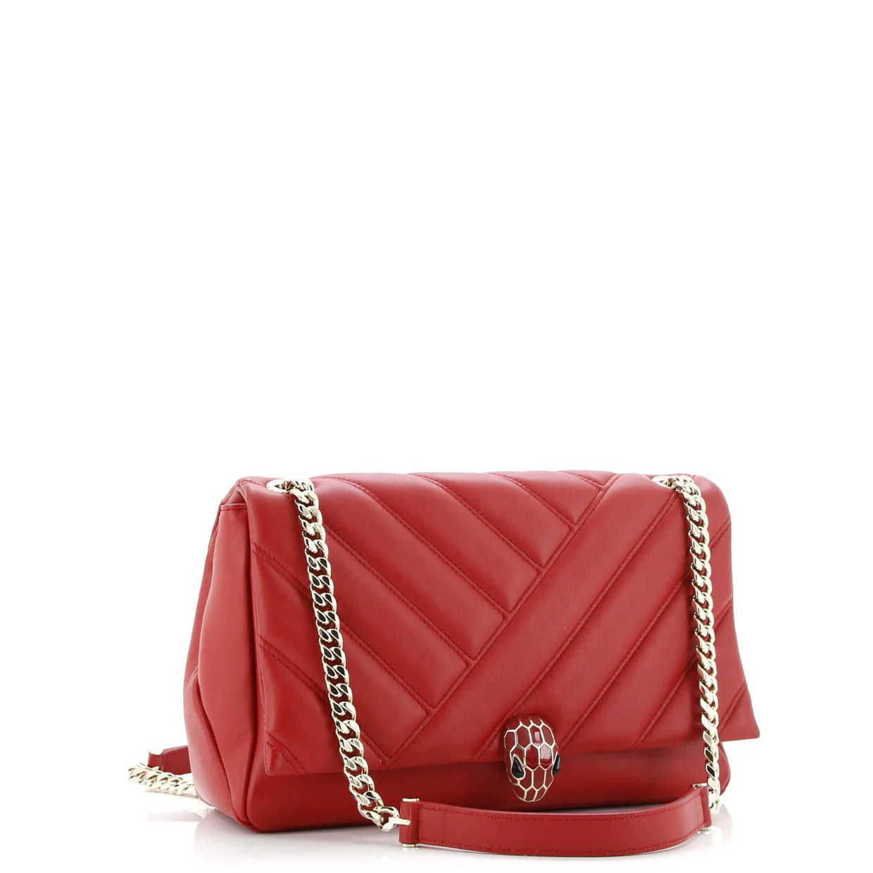 Serpenti Cabochon Shoulder Bag Diagonal Quilted Leather Medium - Deep Luxury