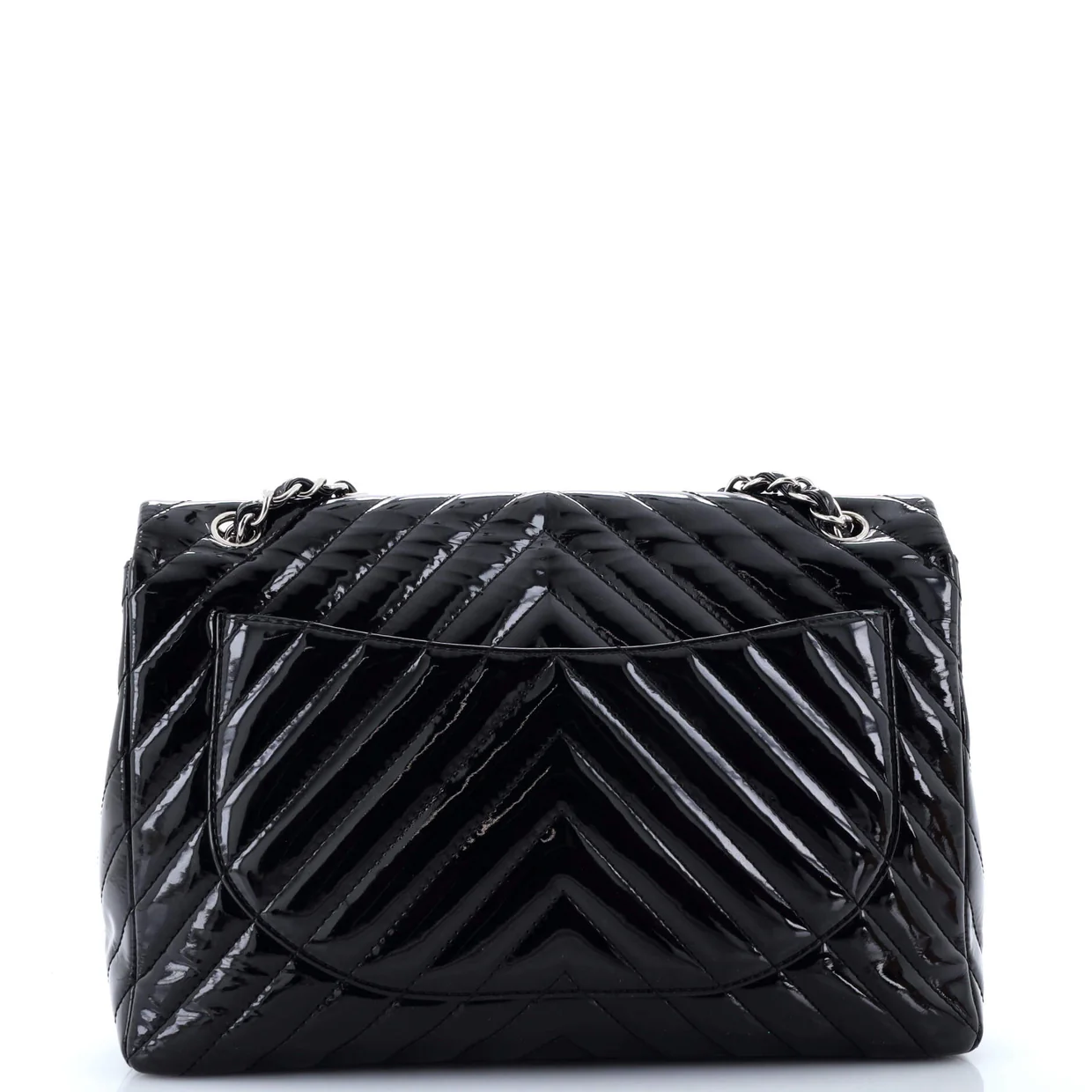 Classic Single Flap Bag Chevron Patent Maxi - Deep Luxury