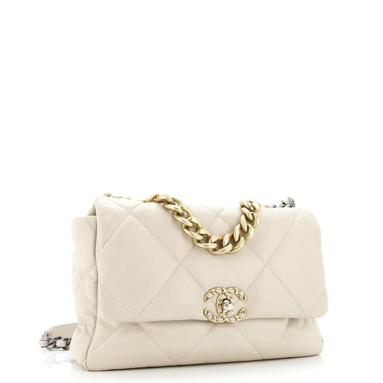 19 Flap Bag Quilted Leather Large - Deep Luxury