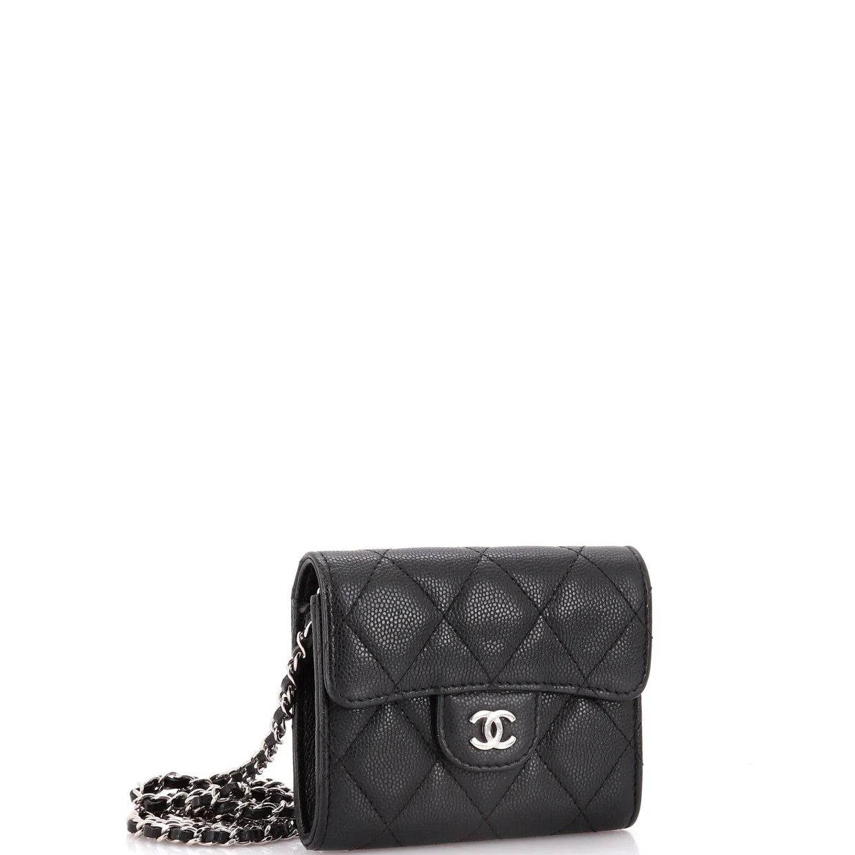 Classic Flap Card Holder on Chain Quilted Caviar Mini - Deep Luxury