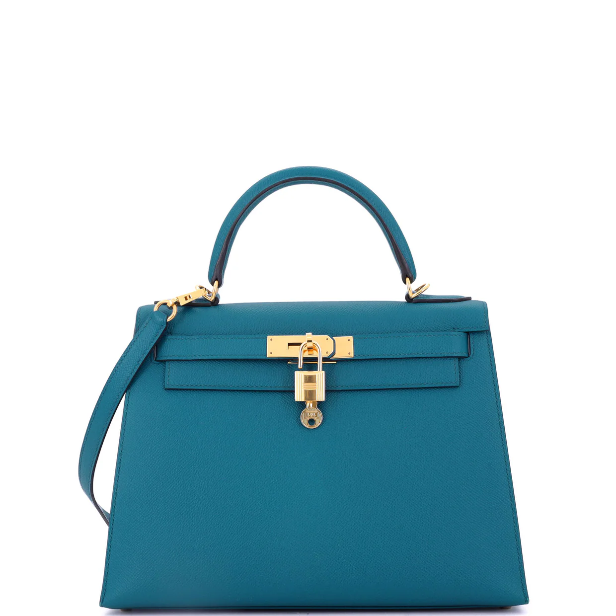 Kelly Handbag Bleu Izmir Epsom with Gold Hardware 28 - Deep Luxury