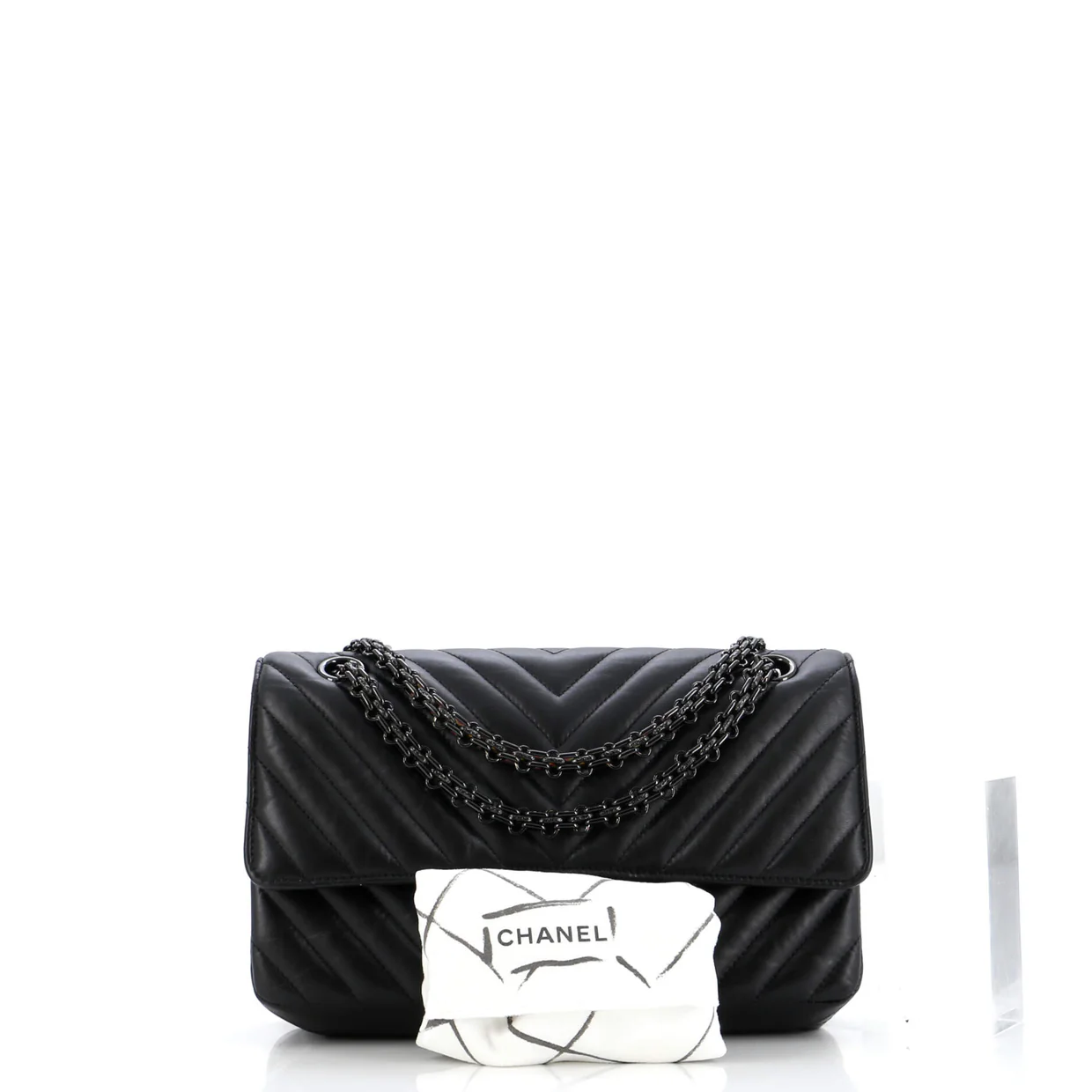 So Black Reissue 2.55 Flap Bag Chevron Aged Calfskin 225 - Deep Luxury