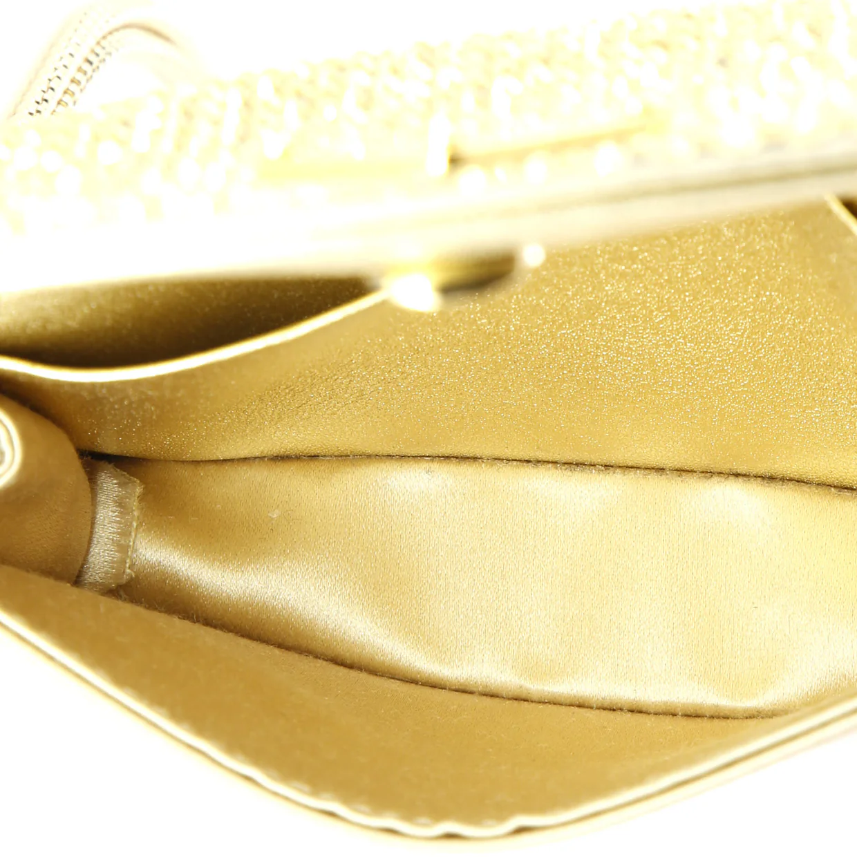 Flap Card Holder with Chain Satin with Crystals - Deep Luxury
