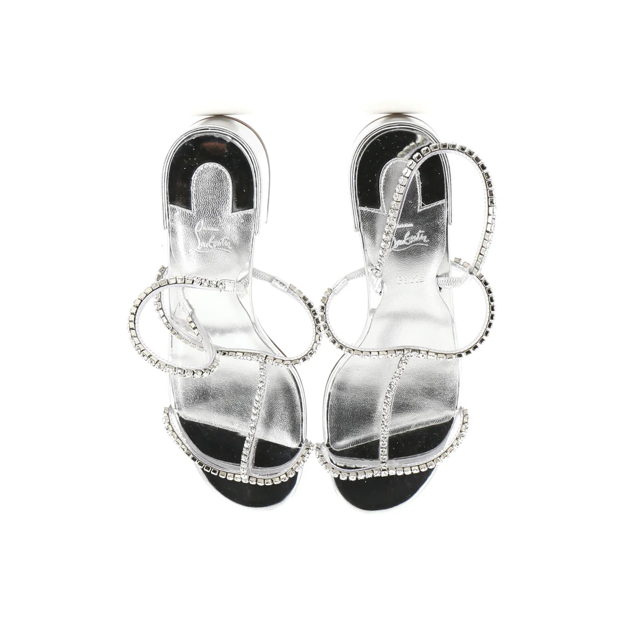 Women's Simple Queenie Sandals Crystal Embellished Leather 25 - Deep Luxury