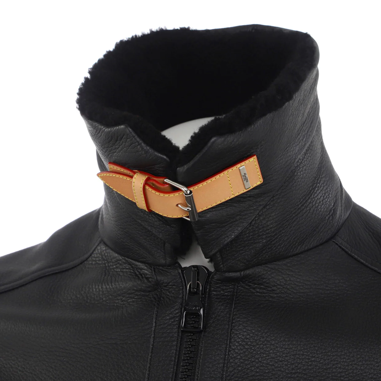 Men's Aviator Belted Collar Jacket Leather with Shearling - Deep Luxury