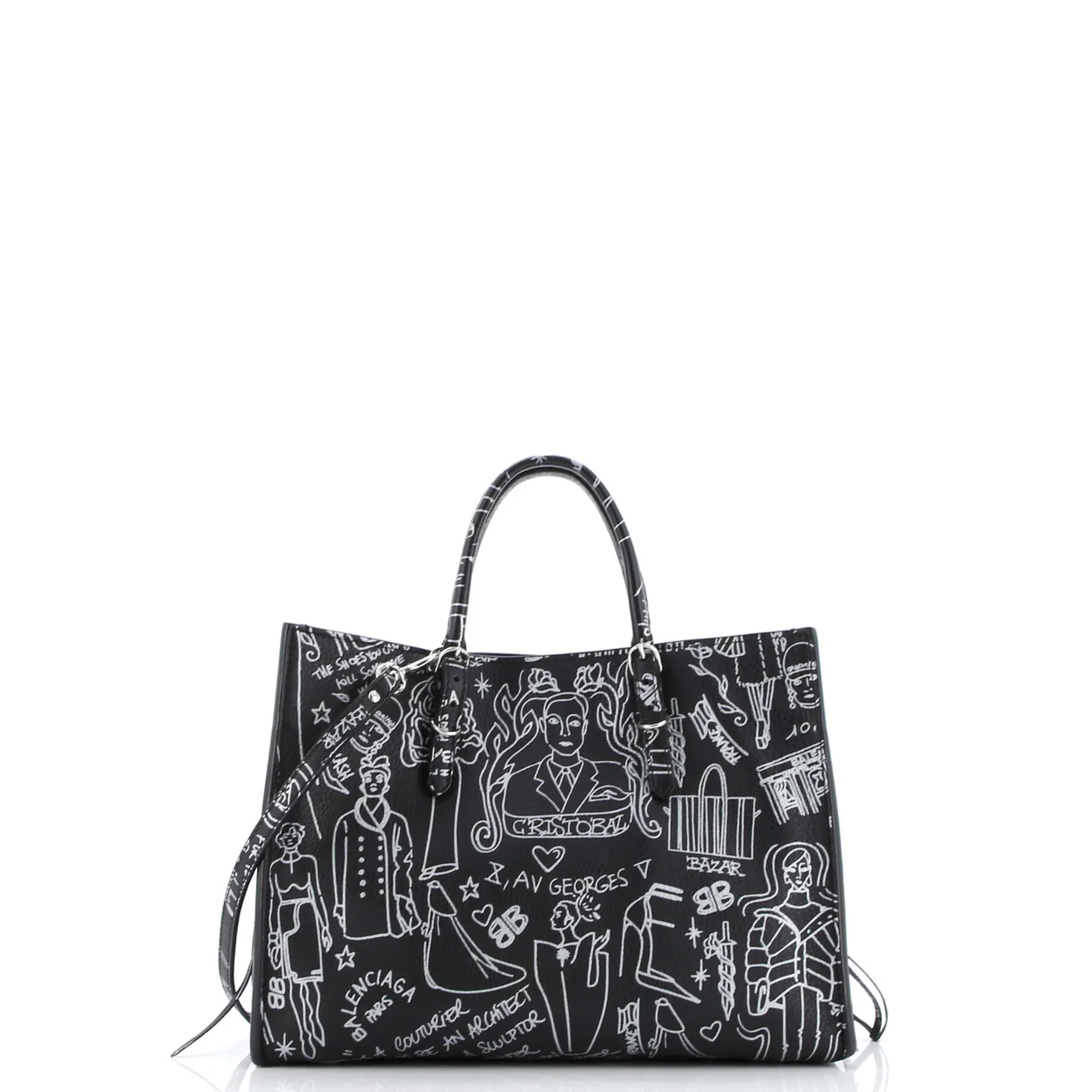 Papier Graffiti A6 Zip Around Classic Studs Bag Leather - Deep Luxury