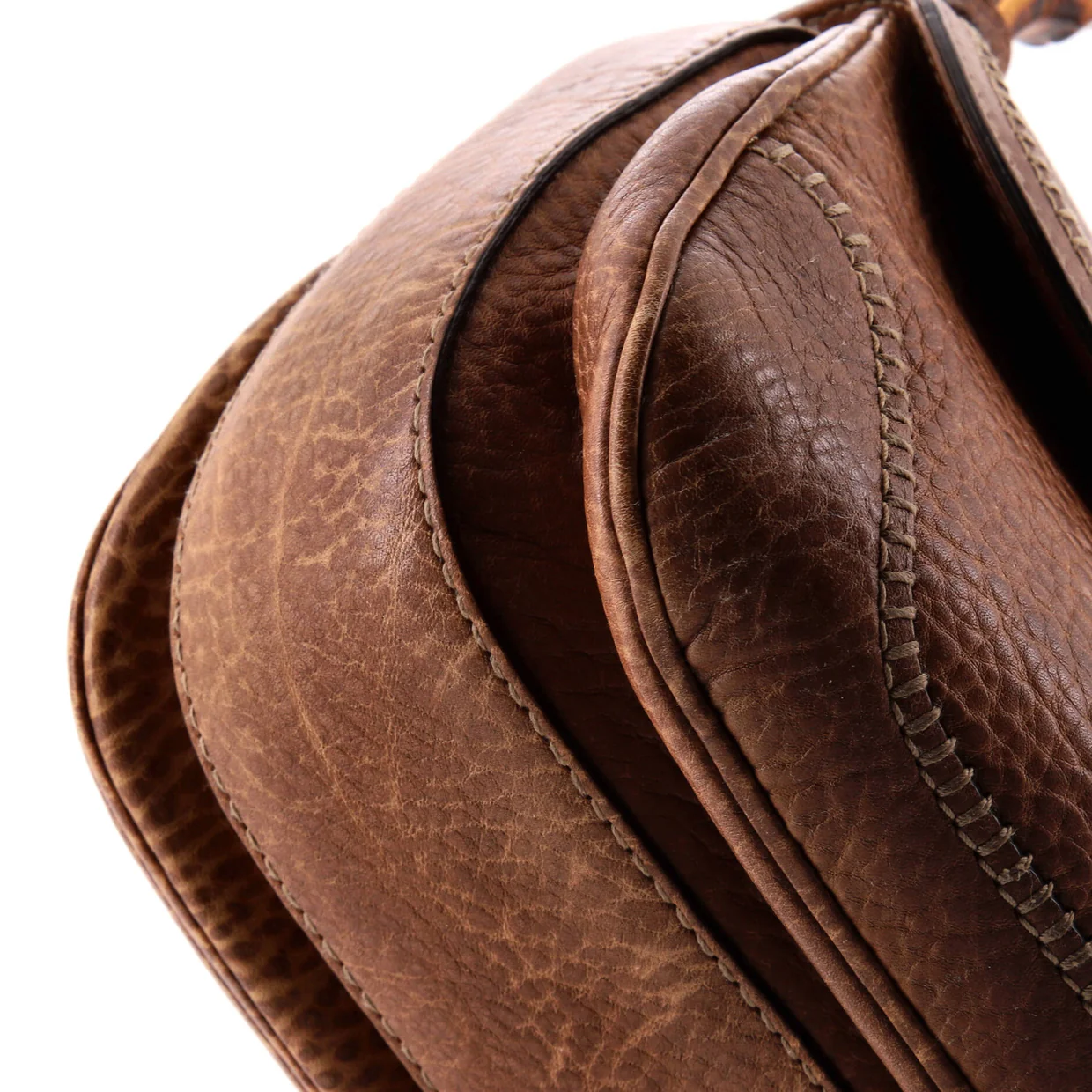 New Convertible Bamboo Top Handle Bag Leather Medium - Deep Luxury