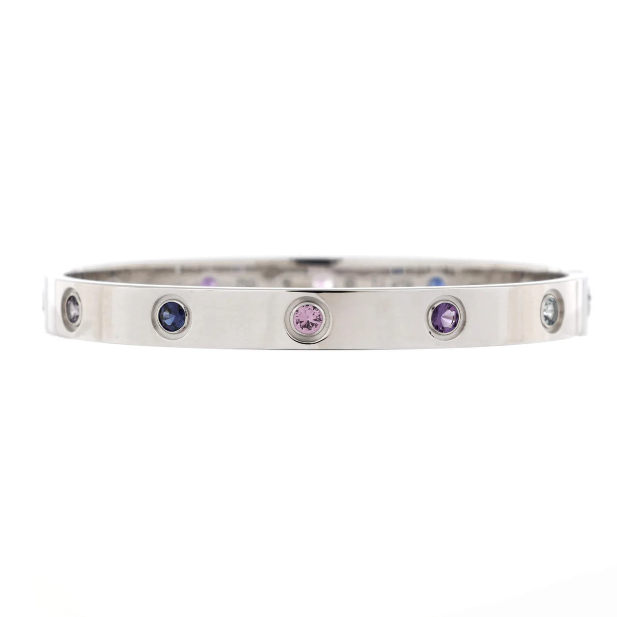 Love 10 Stone Bracelet 18K White Gold with Aquamarine, Sapphire, Spinel and Amethyst - Deep Luxury