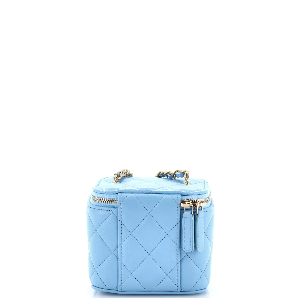 Pearl Crush Vanity Case with Chain Quilted Lambskin Mini - Deep Luxury