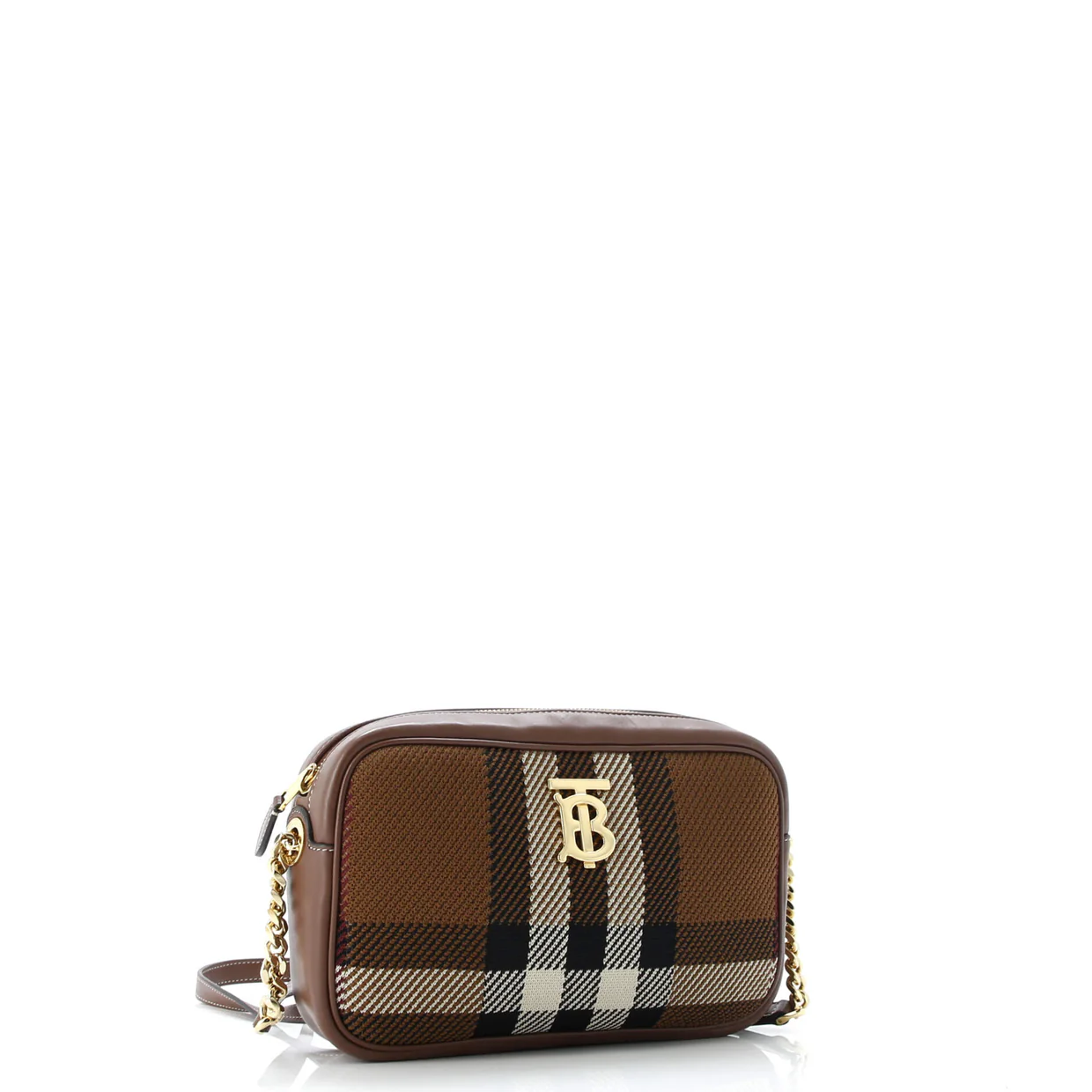 Lola Camera Bag House Check Canvas and Leather Small - Deep Luxury