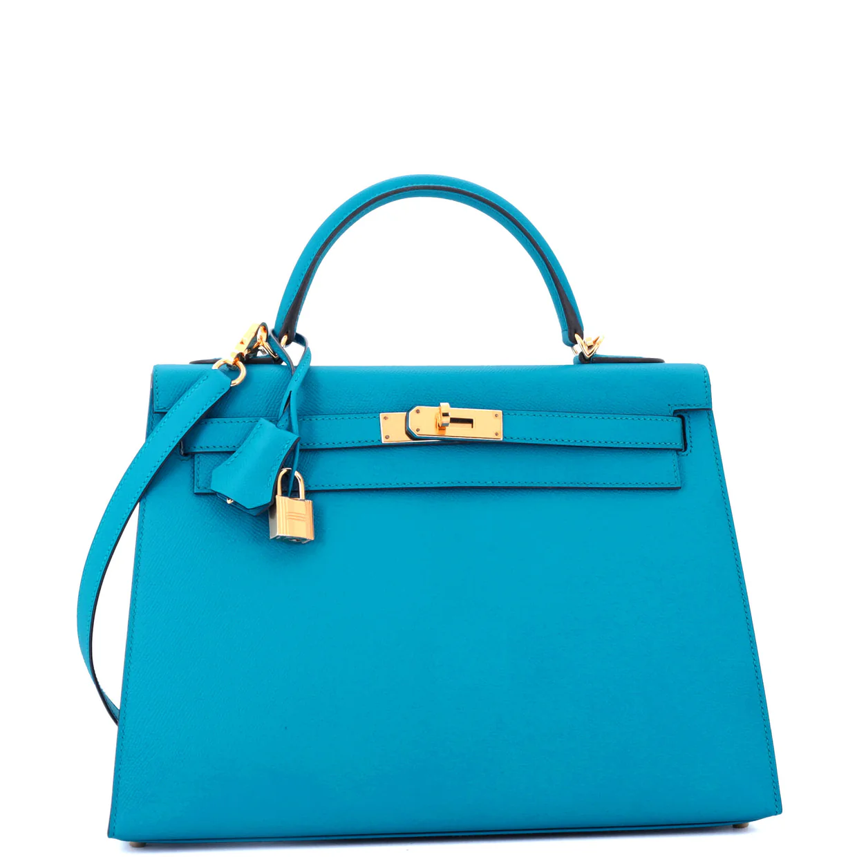 Kelly Handbag Bleu Zanzibar Epsom with Gold Hardware 32 - Deep Luxury