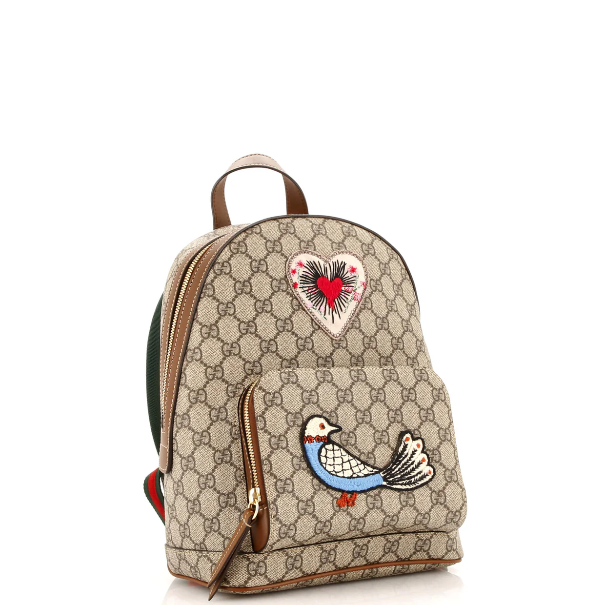 Zip Pocket Backpack Embroidered GG Coated Canvas Small - Deep Luxury
