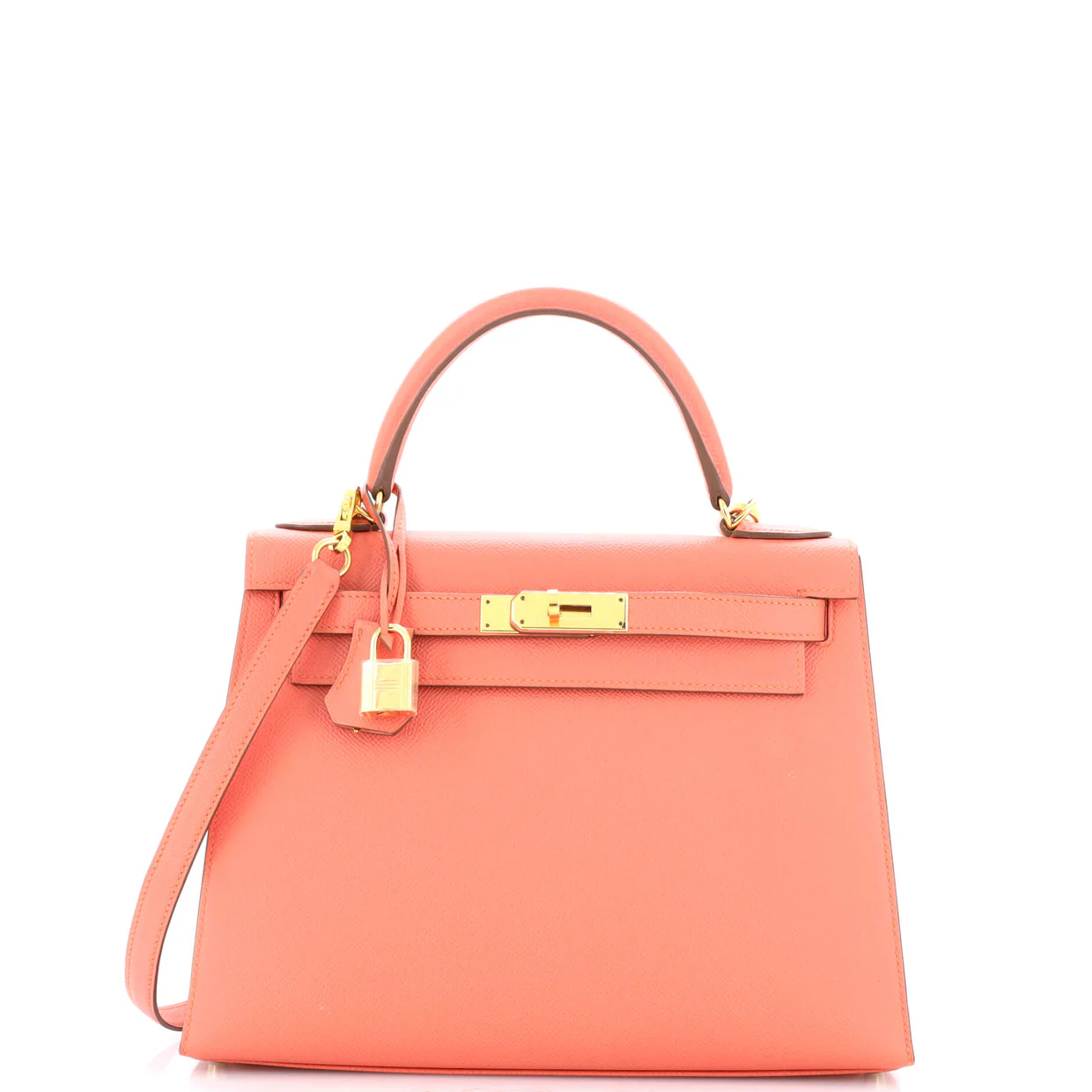Kelly Handbag Flamingo Epsom with Gold Hardware 28 - Deep Luxury