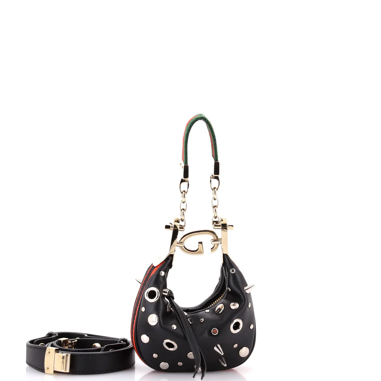 Attache Shoulder Bag Grommet Embellished Leather Mini - Deep Luxury