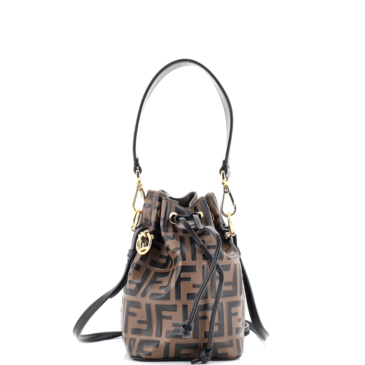 Mon Tresor Bucket Bag Zucca Embossed Leather Mini - Deep Luxury