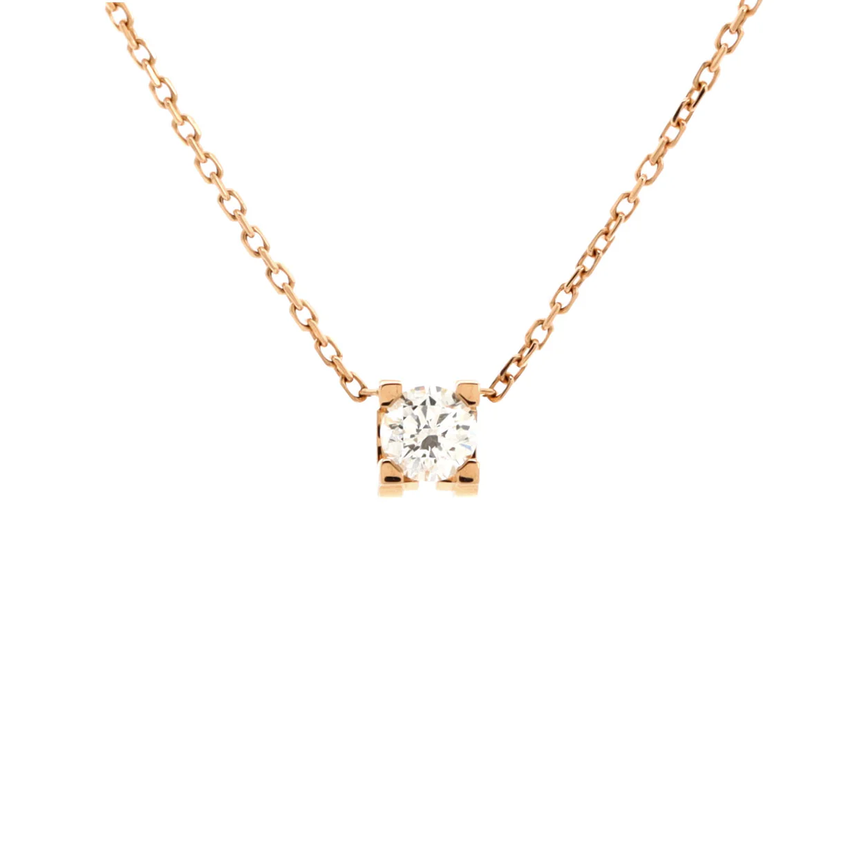 C de Cartier Necklace 18K Rose Gold and Diamond 0.20-0.29CT - Deep Luxury