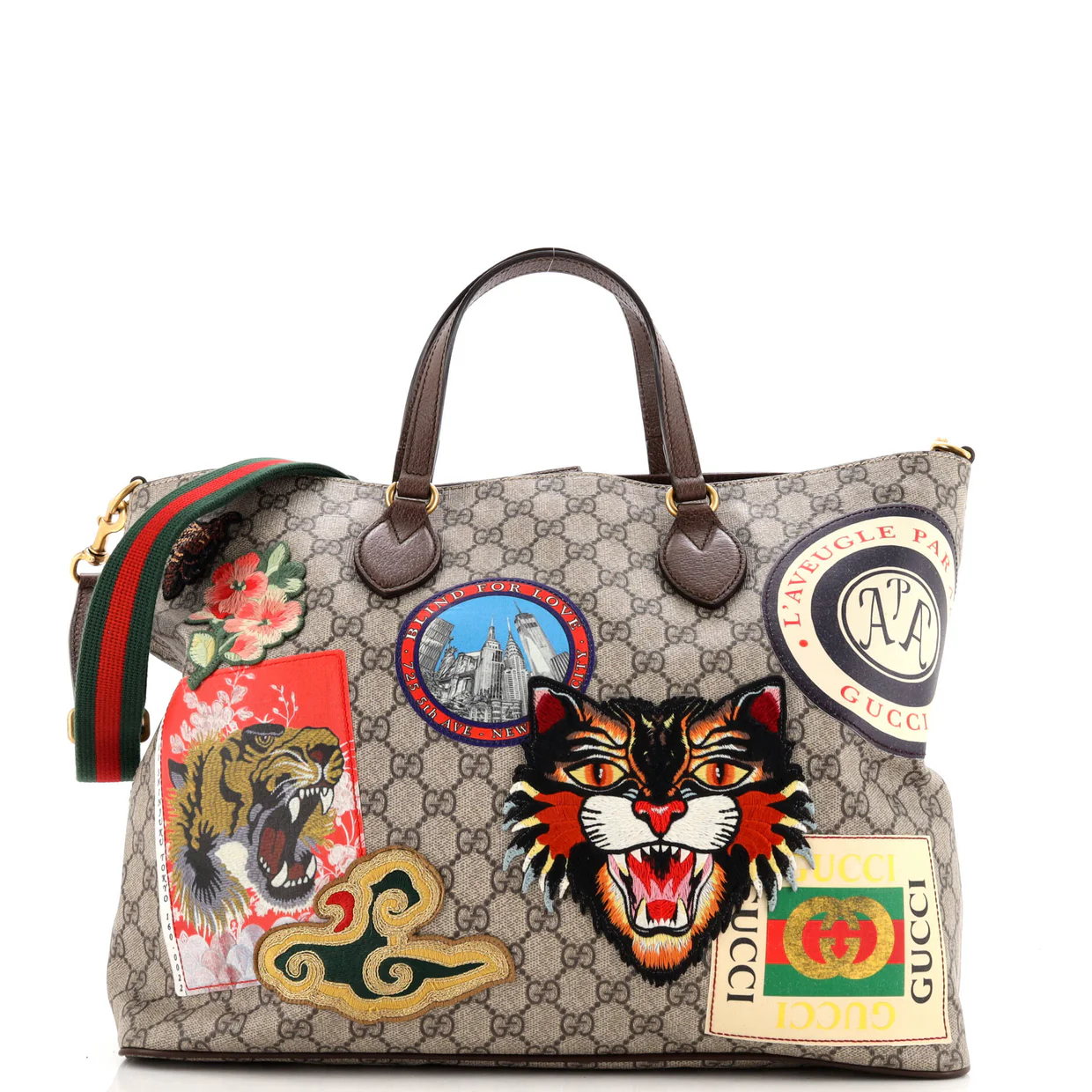 Courrier Convertible Soft Open Tote GG Coated Canvas with Applique Large - Deep Luxury