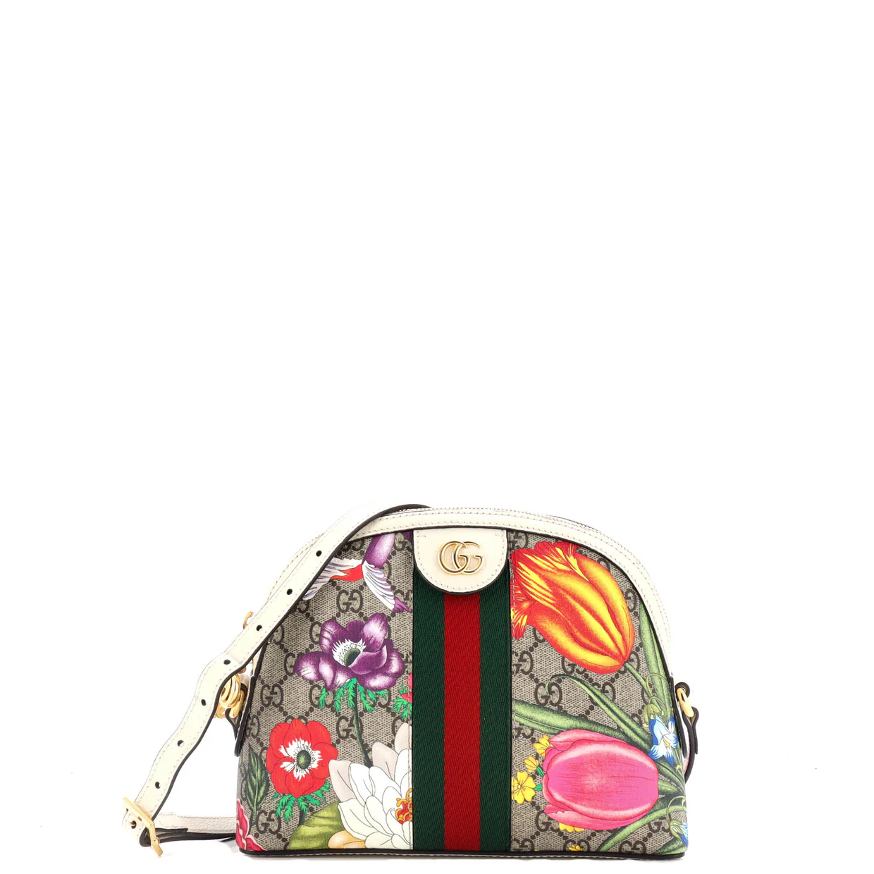 Ophidia Dome Shoulder Bag Flora GG Coated Canvas Small - Deep Luxury