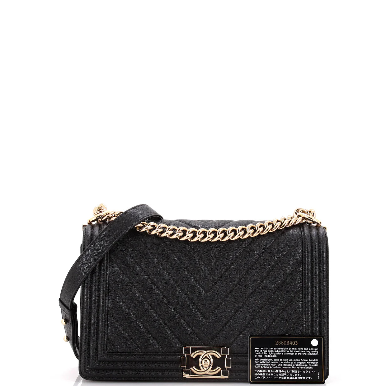 Boy Flap Bag Chevron Caviar New Medium - Deep Luxury