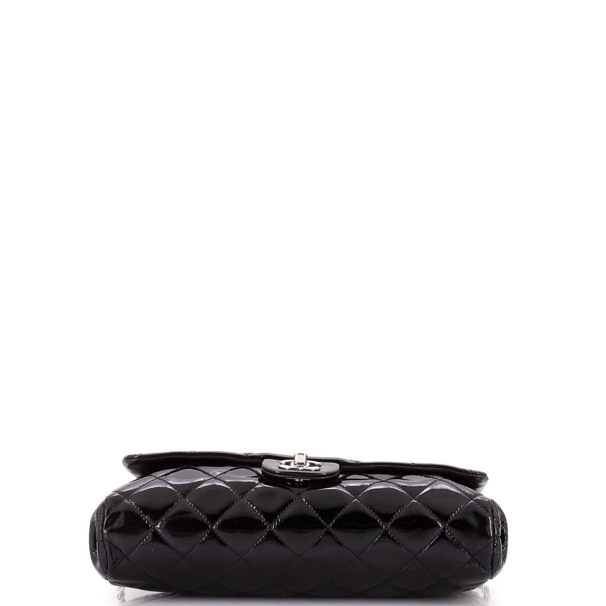 Clutch with Chain Quilted Patent - Deep Luxury
