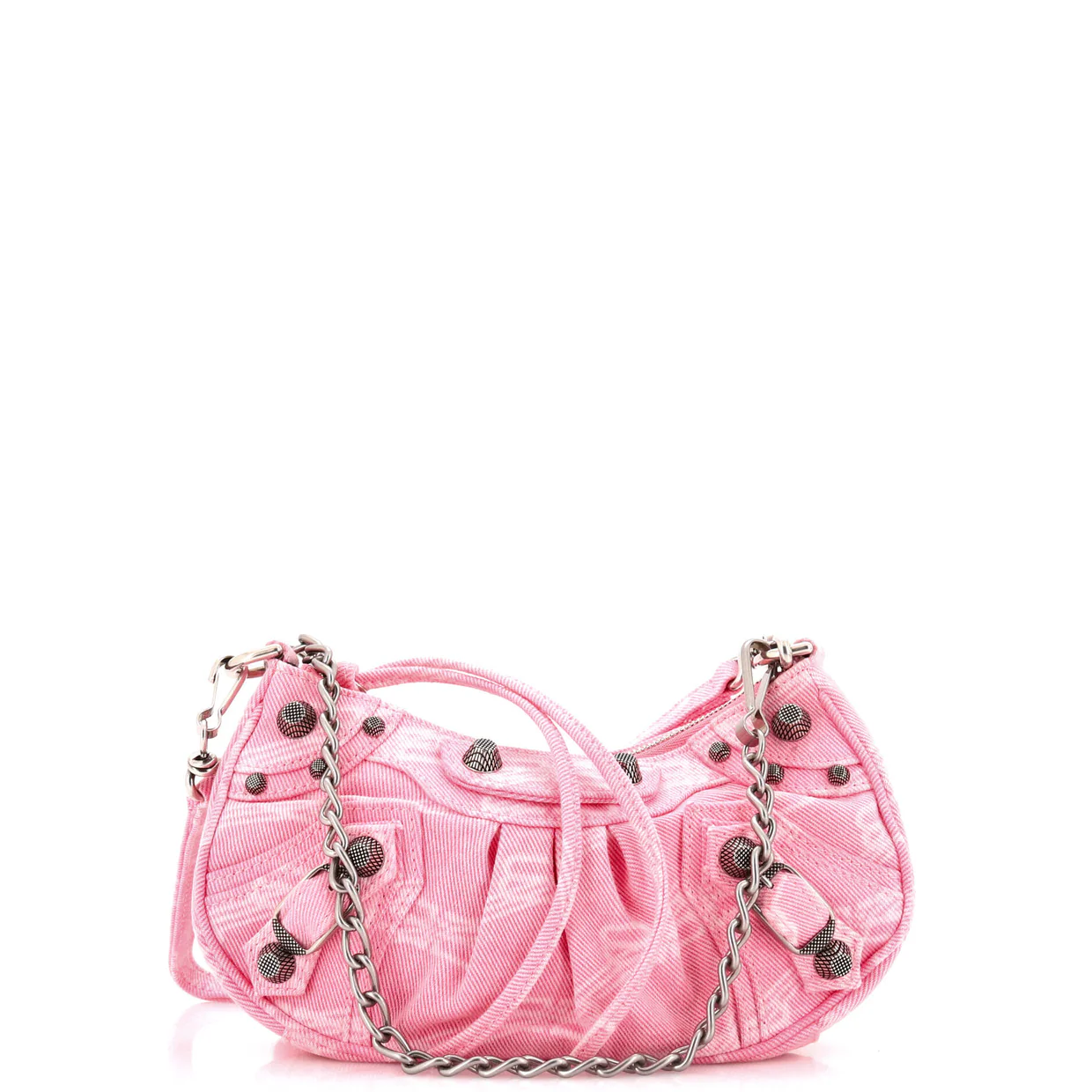 Le Cagole Giant Studs Shoulder Bag BB Monogram Denim Mini - Deep Luxury