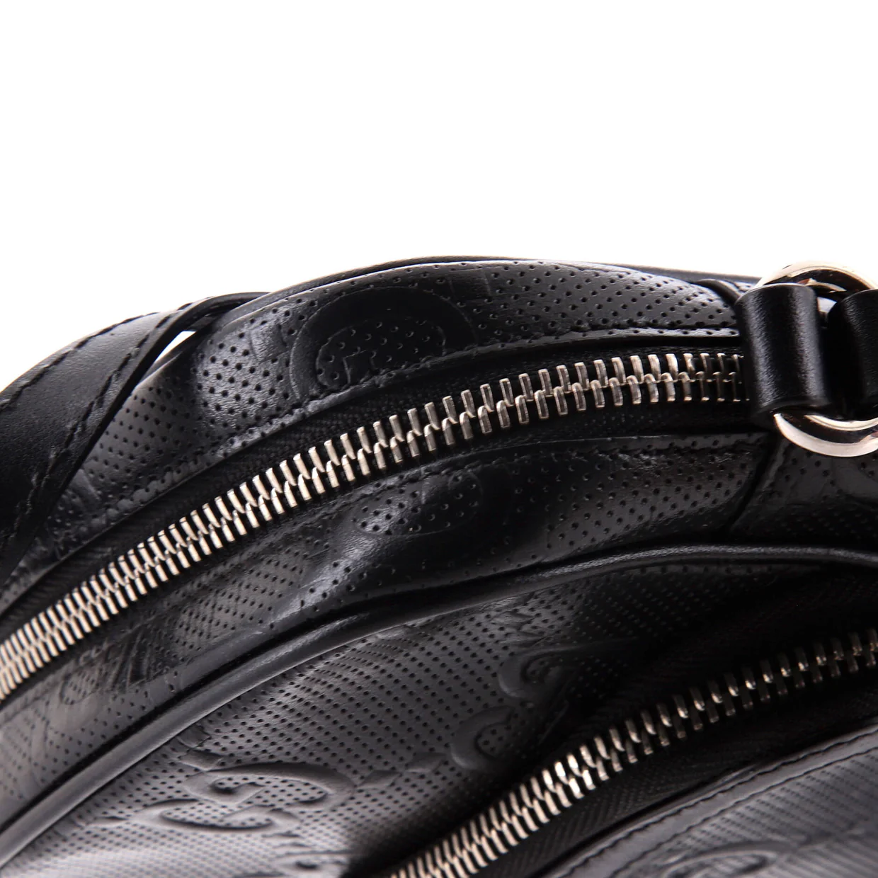 Top Handle Crossbody Bag GG Embossed Perforated Leather Mini - Deep Luxury