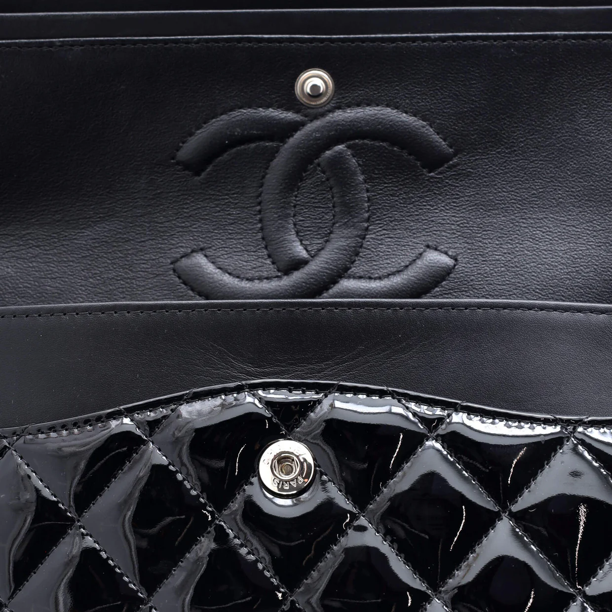 Classic Double Flap Bag Quilted Patent Medium - Deep Luxury