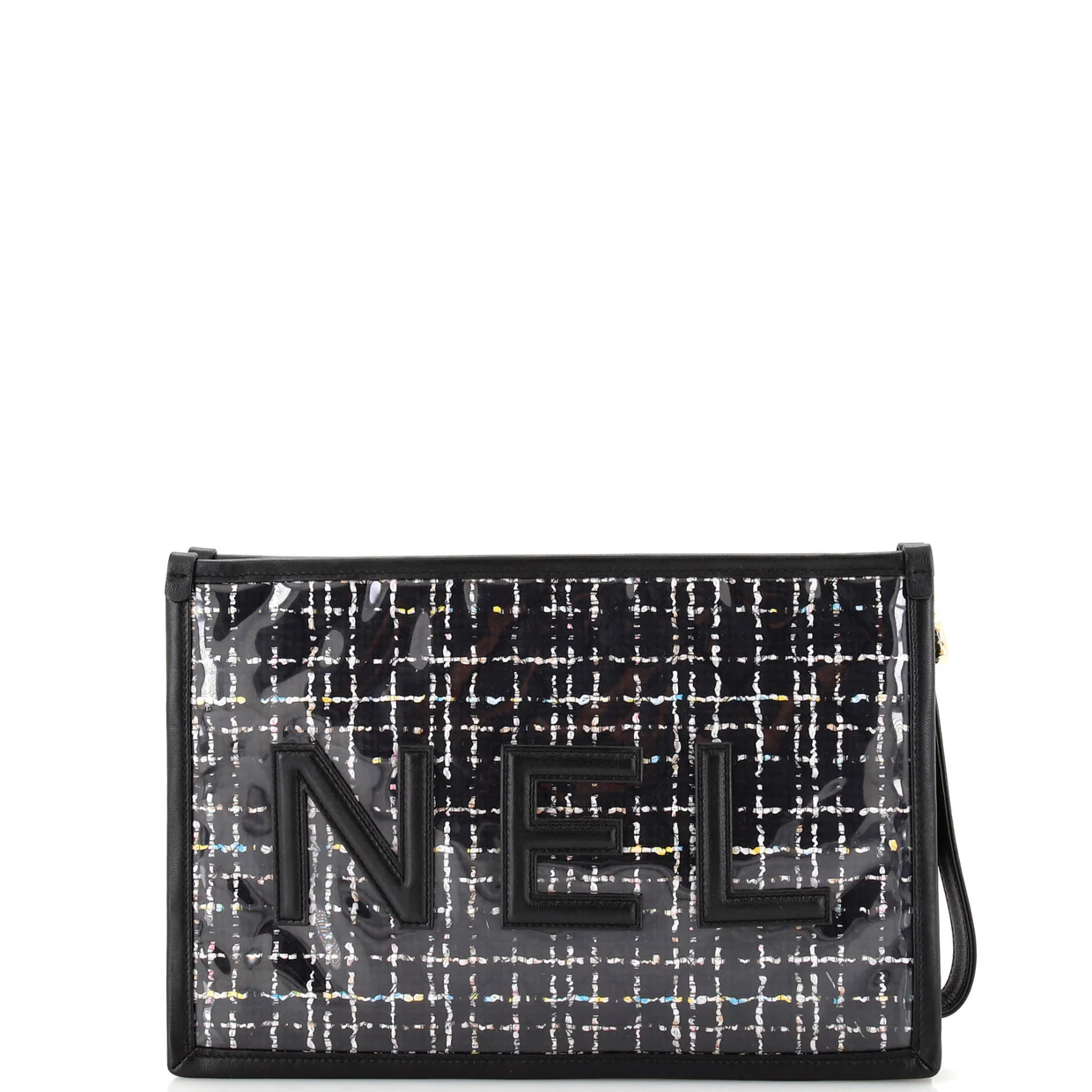 Logo Wristlet Clutch PVC Over Quilted Tweed Large - Deep Luxury