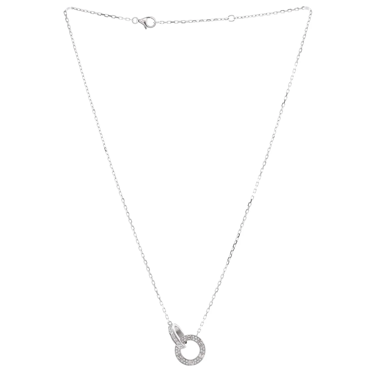 Love Interlocking Pave Necklace 18K White Gold and Diamonds - Deep Luxury