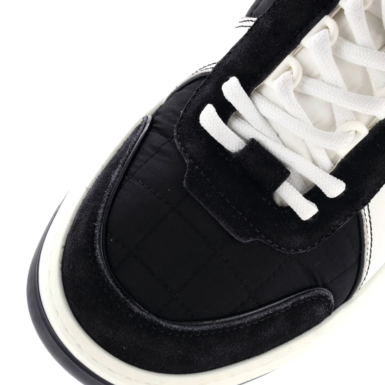 Women's CC Low-Top Sneakers Quilted Nylon with Leather and Suede - Deep Luxury