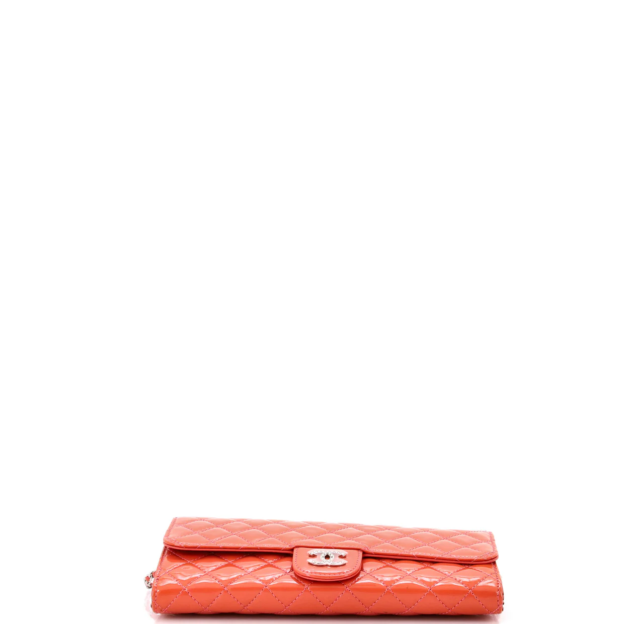 Brilliant Wallet on Chain Clutch Quilted Patent East West - Deep Luxury