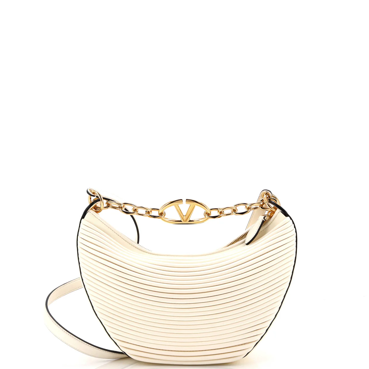 Vlogo Moon Hobo Pleated Leather Small - Deep Luxury