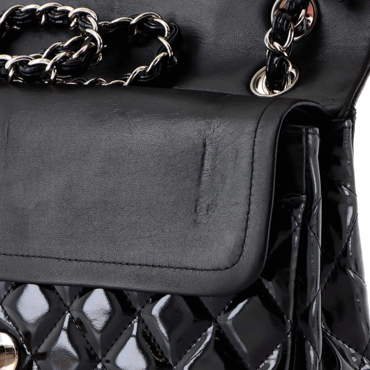 Classic Double Flap Bag Quilted Patent Medium - Deep Luxury