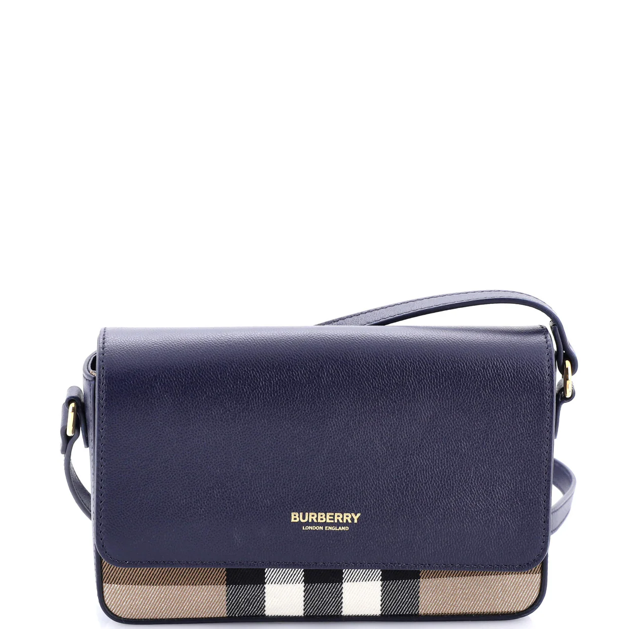 New Hampshire Shoulder Bag House Check Canvas and Leather Small - Deep Luxury