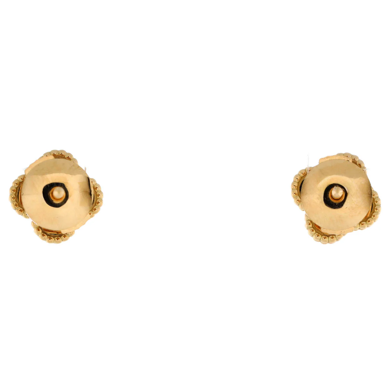 Sweet Alhambra Stud Earrings 18K Yellow Gold and Onyx - Deep Luxury