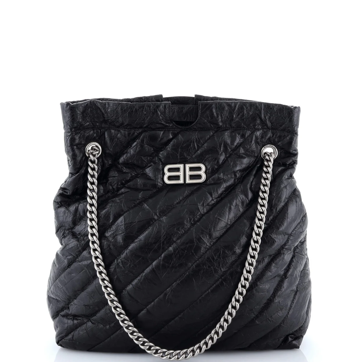 Crush Chain Tote Quilted Crushed Calfskin Small - Deep Luxury