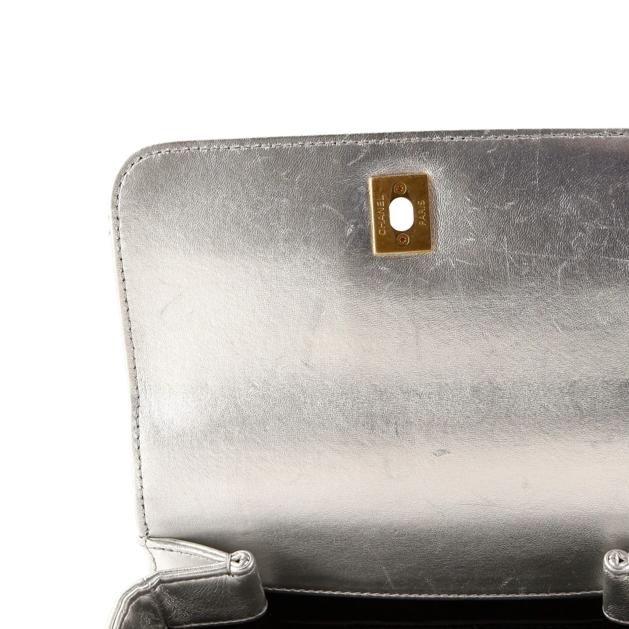 Logo Links Top Handle Flap Bag Quilted Calfskin Mini - Deep Luxury