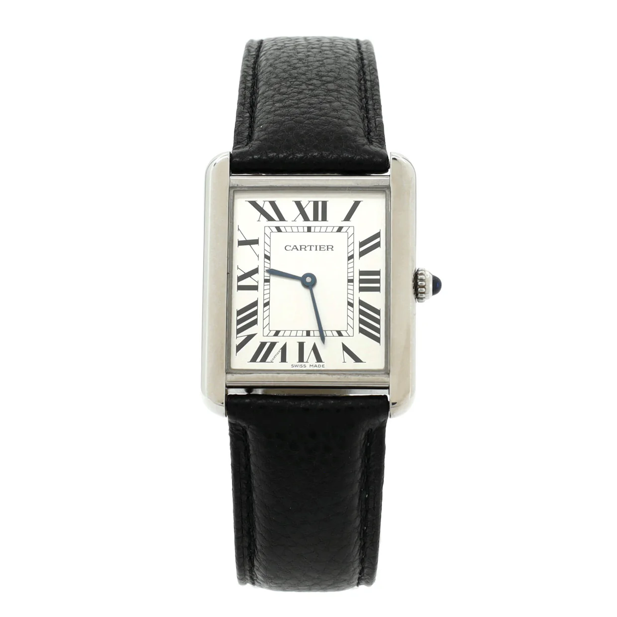 Tank Solo Quartz Watch Stainless Steel and Leather 27 - Deep Luxury