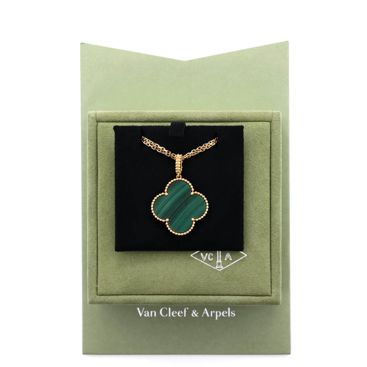Magic Alhambra Pendant Necklace 18K Yellow Gold and Malachite - Deep Luxury