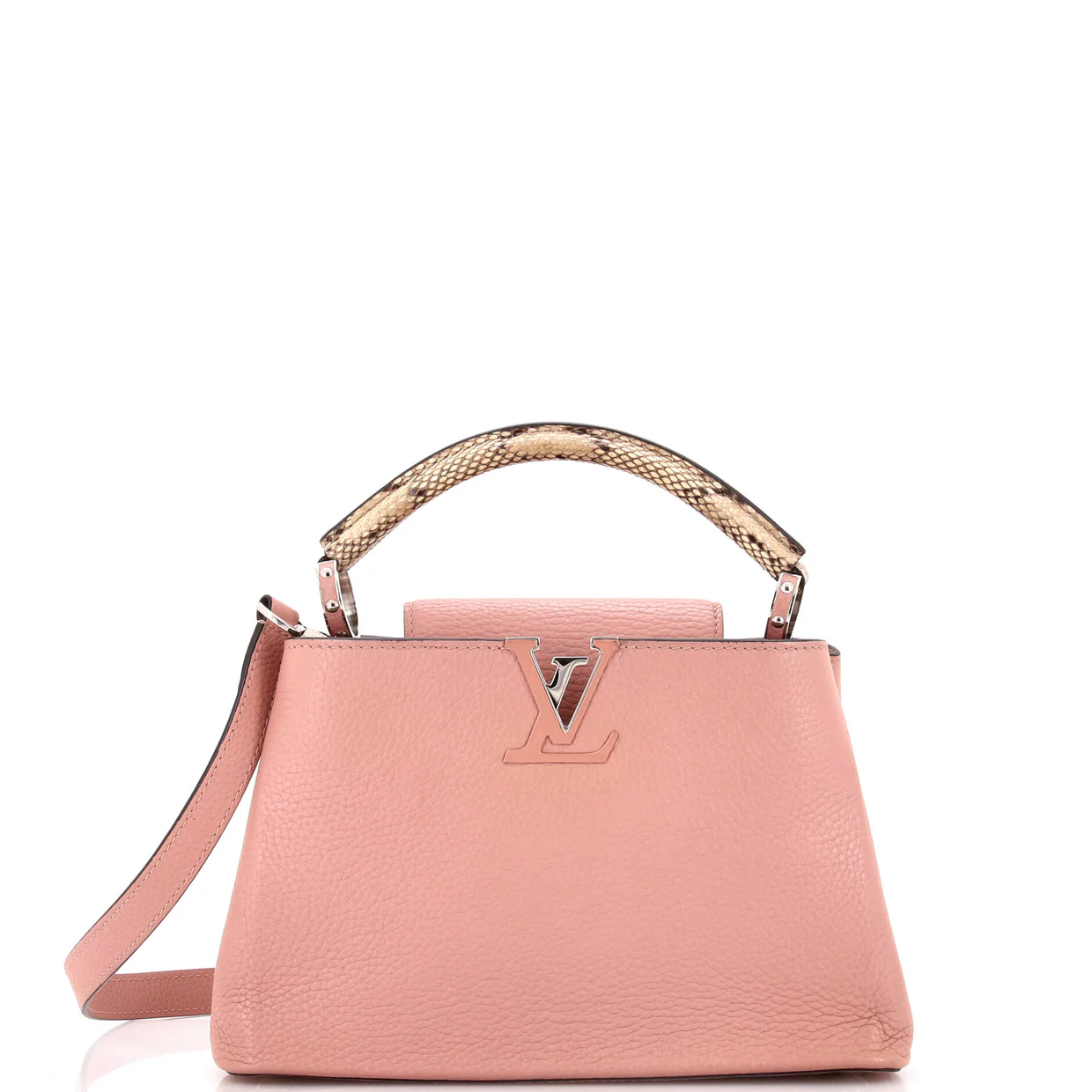 Capucines Bag Leather with Snakeskin BB - Deep Luxury