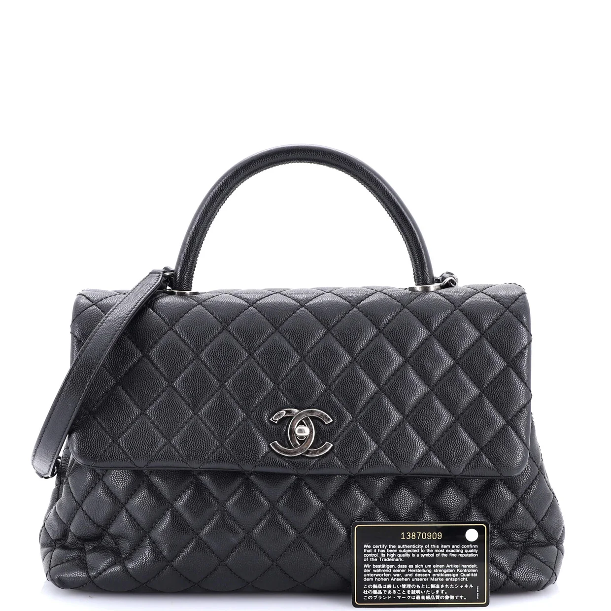 Coco Top Handle Bag Quilted Caviar Medium - Deep Luxury